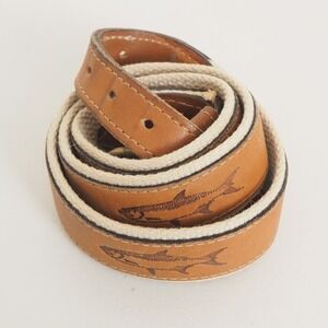 VTG Mens Reef Riders Surcingle Belt Florida Keys Canvas Leather Fishing Sz: 34